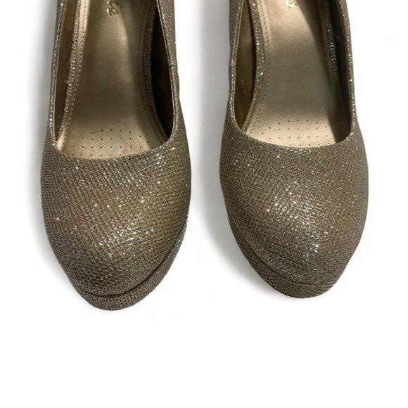 Aukis Women's Sparkly Gold High Heels - Size 9.5 - Picture 12 of 15